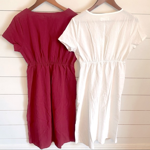 Button Down Midi Dress w/ Pockets - Picture 3 of 7